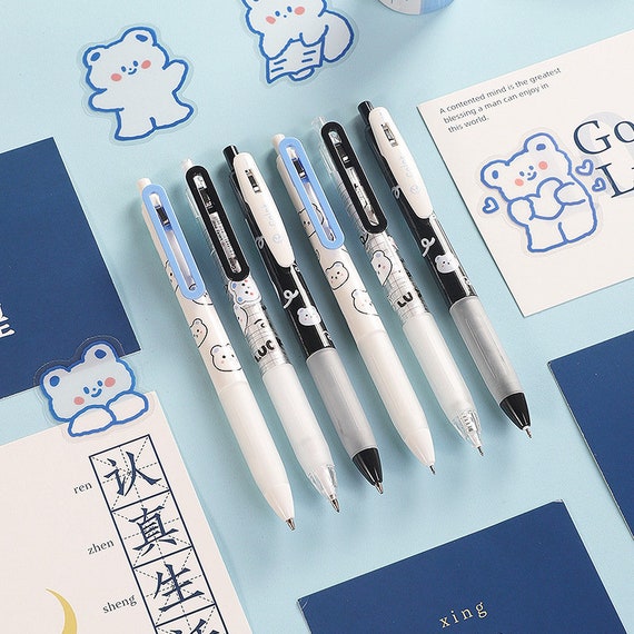 Kawaii Cute Lucky Bear Gel Pens ,fine Point Pen, 0.50mm Black Gel