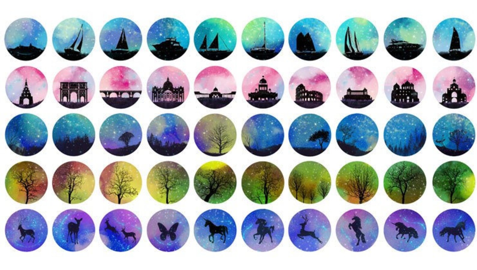 50pcs Aesthetic Galaxy Stickers Pack for Etsy UK