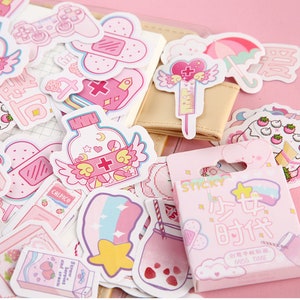 kwaii pink sticker pack ,cute stickers, planner sticker, journaling sticker,cute stickers, aesthetic stickers