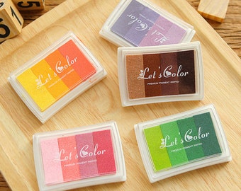 6 Color Gradient Ink Pad, craft ink pad,finger print ink pad,,rainbow ink pad, ink for stamp