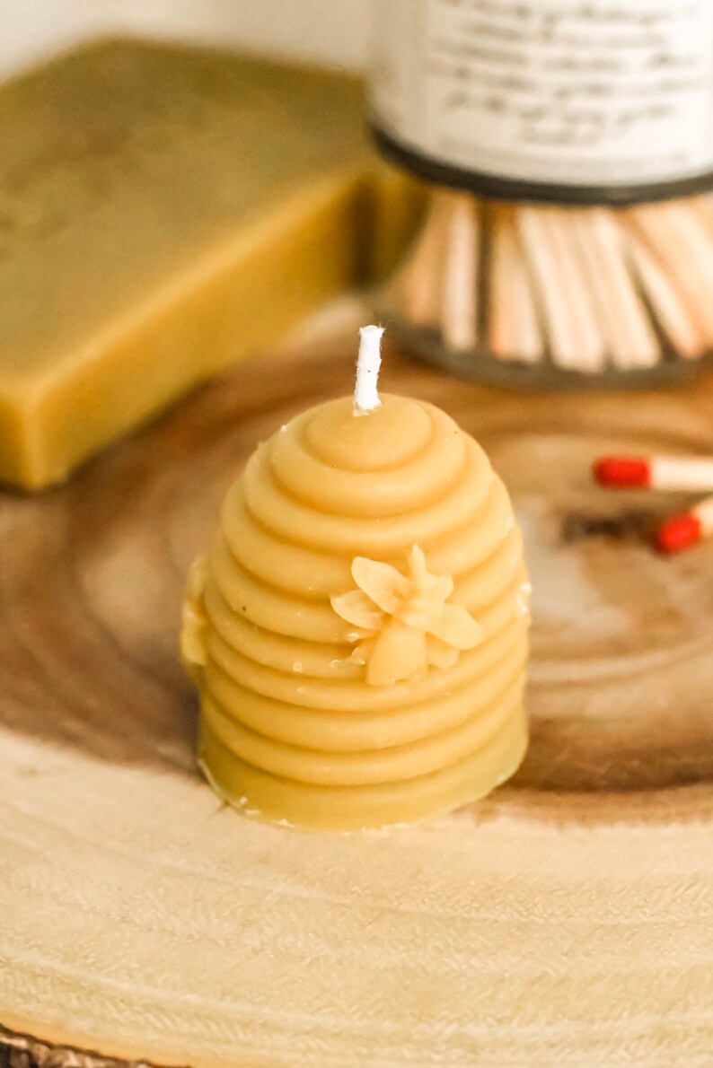Natural Beeswax Skep Hive Hand-poured 1.3 Oz Candle - Etsy