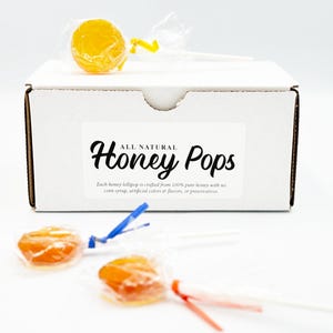 Handmade Natural Individually Wrapped Raw Honey Lollipops set of 24