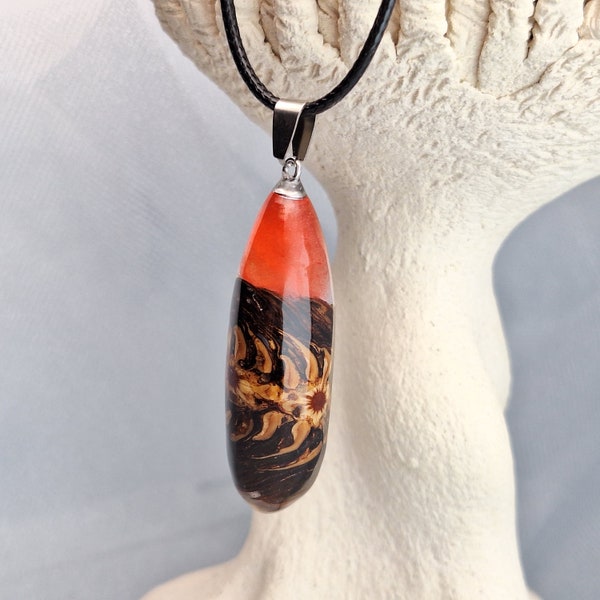 Pinecone slice pendant Mysterious pendant Woods amulet Dark magic pendant Druids amulet Celtic tales necklace Epoxy resin pendant