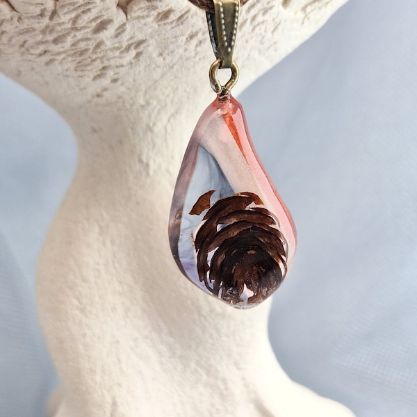 Pinecone slice pendant Mysterious pendant Woods amulet Dark magic pendant Druids amulet Celtic tales necklace Epoxy resin pendant