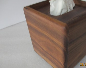 Tissue Box Cover, handmade by disabled US Navy Seabee Vietnam Vet in the USA, Walnut Wood