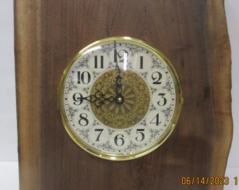 Clock mounted on live edge Walnut wood by disabled US Navy Seabee Veteran