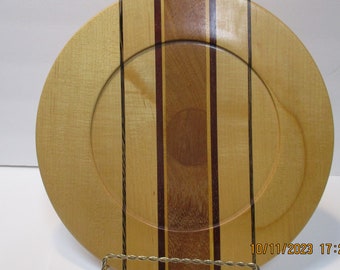Wooden Plate made of American Maple, Wenge, Redheart, and Bubinga in the USA by a disabled American Veteran.