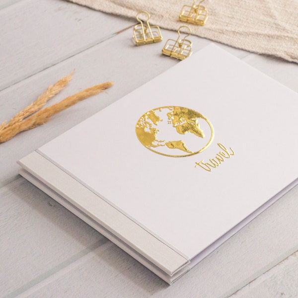 Fotoalbum Urlaub A4 Weltkarte gold - personalisiertes Geschenk - personalisiertes Hochzeitsgeschenk - Hochzeitsreise - Familie - Paare