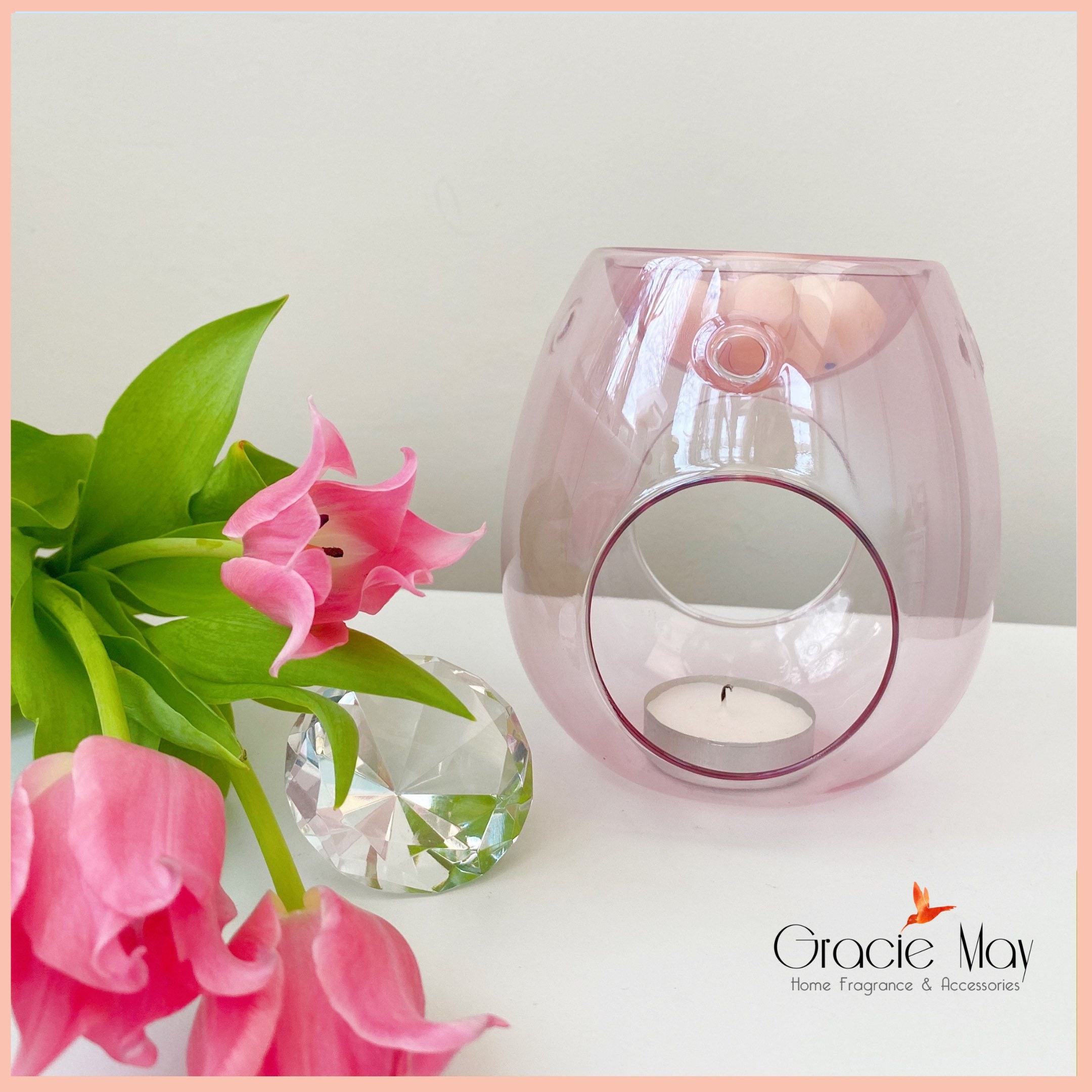 Blush Pink Glass Wax Melt Burner Oil Burner With Tea Light Etsy