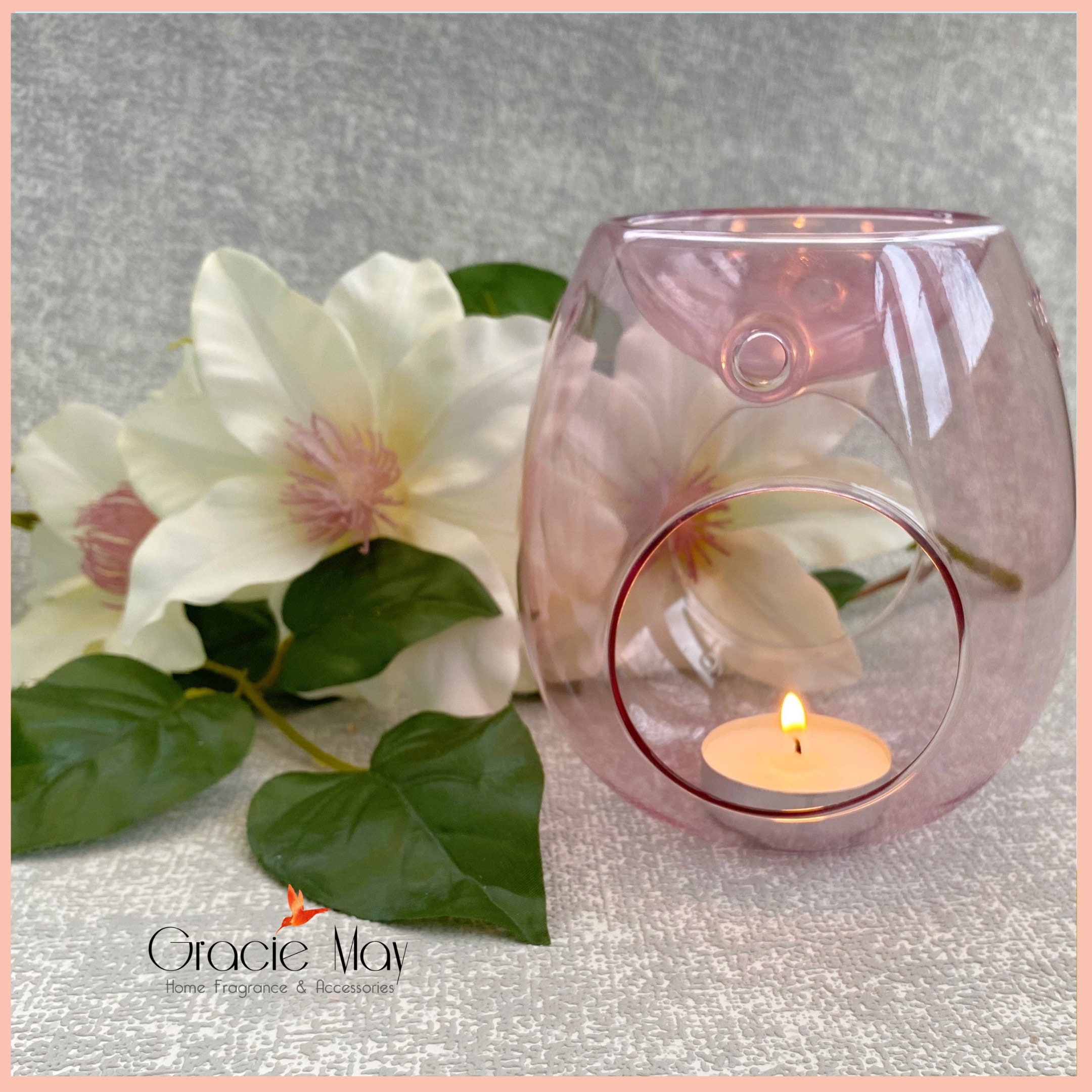 Blush Pink Glass Wax Melt Burner Oil Burner With Tea Light Etsy