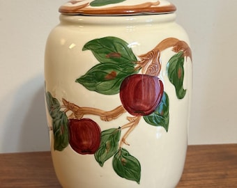 Franciscan Apple grote handgeschilderde koekjestrommel 10,5 inch hoog T V-merk VS 1950