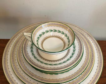 Vintage Minton Ashbourne Pattern Porcelain 6 Piece Place Setting 1930s