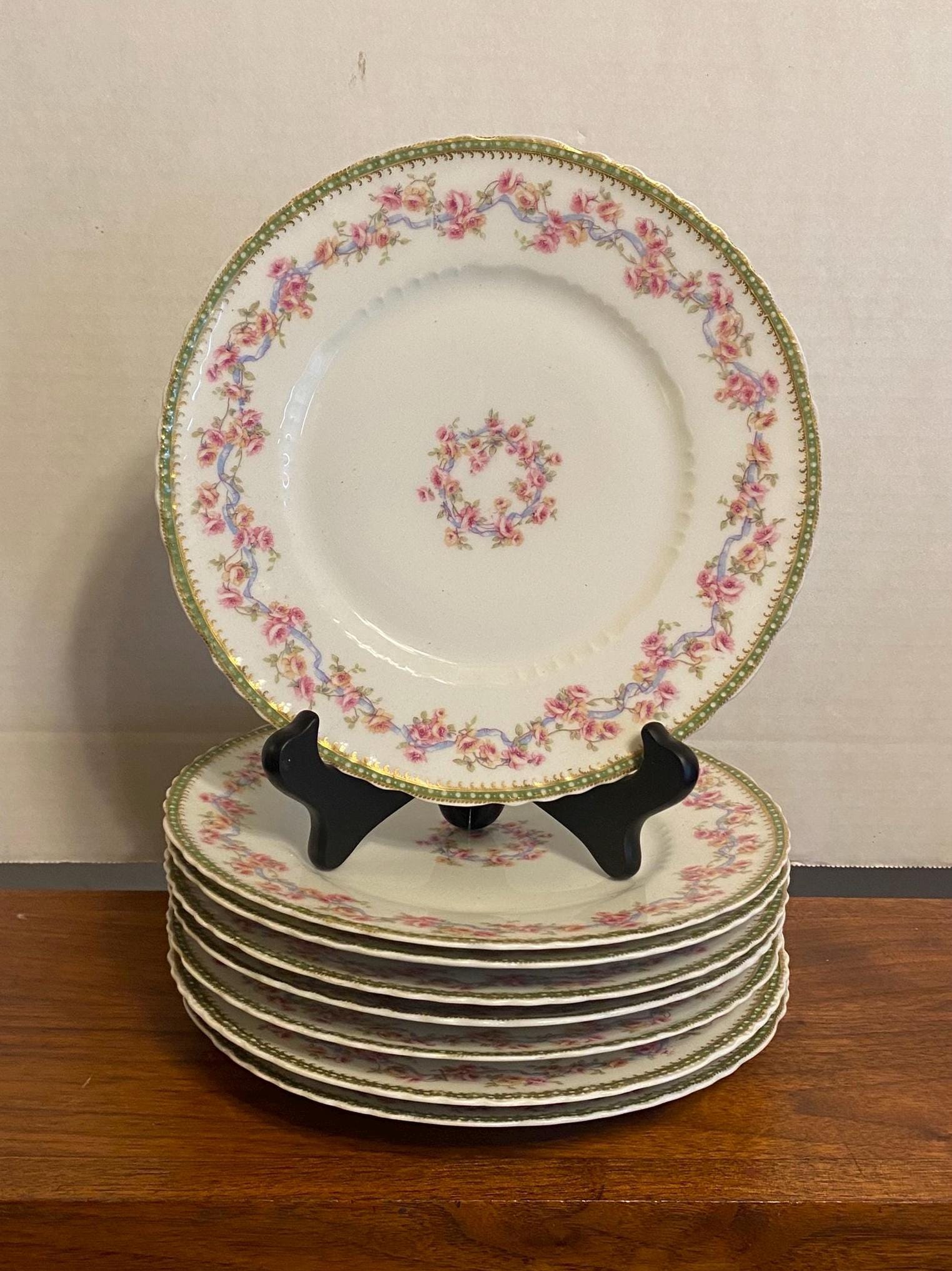 Haviland limoges pink roses and blue ribbon - Etsy 日本