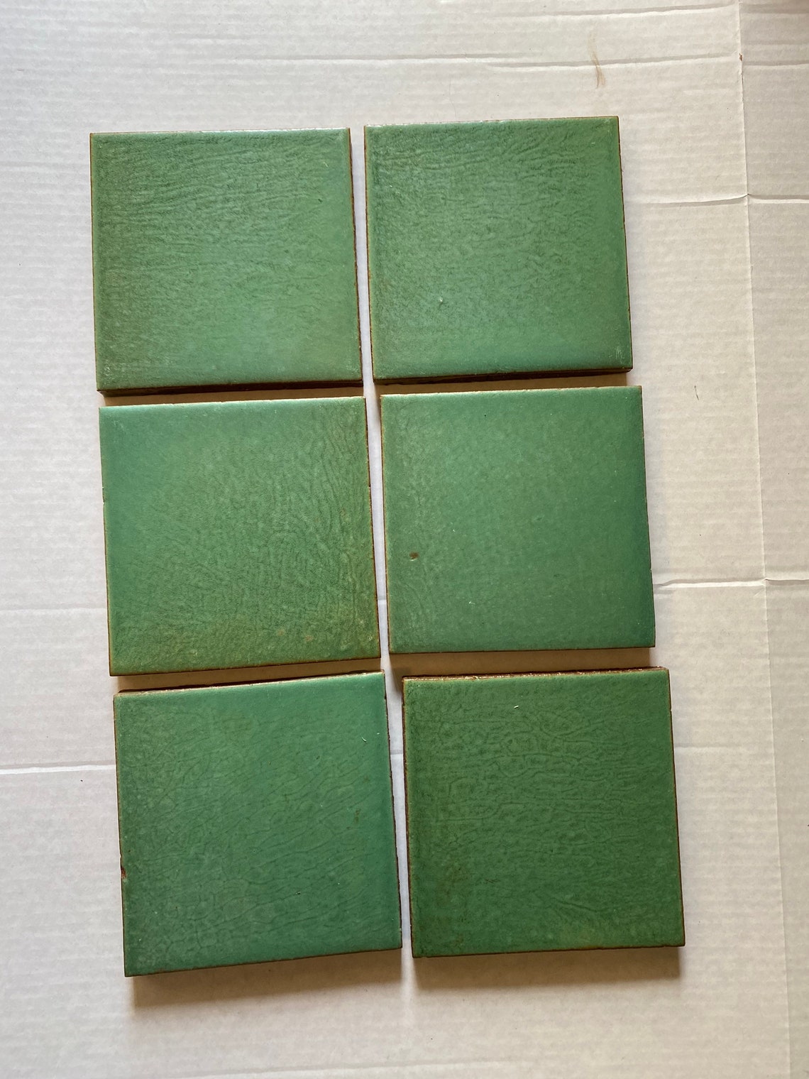 Set of 6 matte green 6 by 6 tiles by Mosaic Tile Co. Etsy