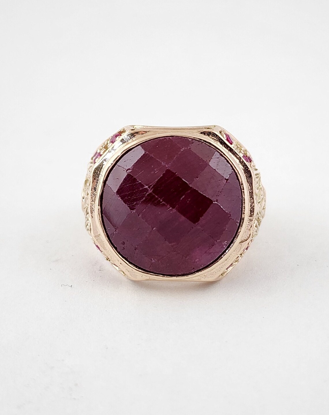 14K Gold Ruby Signet Ring - Mens Statement Jewelry Gift - Etsy