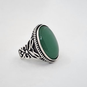 Aventurin Stein Herrenring, 925 Sterling Silber, handgefertigt 925 Sterling Silber, mit Aventurin Stein, Geschenk für ihn, Vatertagsgeschenk