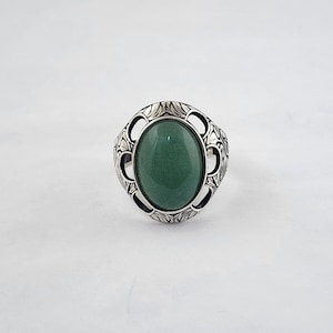 Aventurine Stone Sterling Silver Men&#39;s Ring: Handmade Turkish Design