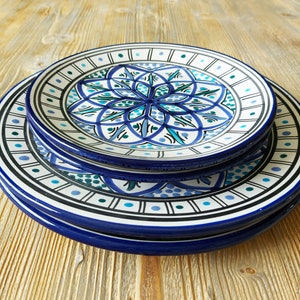 Unique Hand Painted Plates Set Made in Tunisia Set of Four Decorative Plate for Traditional Moroccan Decor Handmade Boho Plate Set image 2