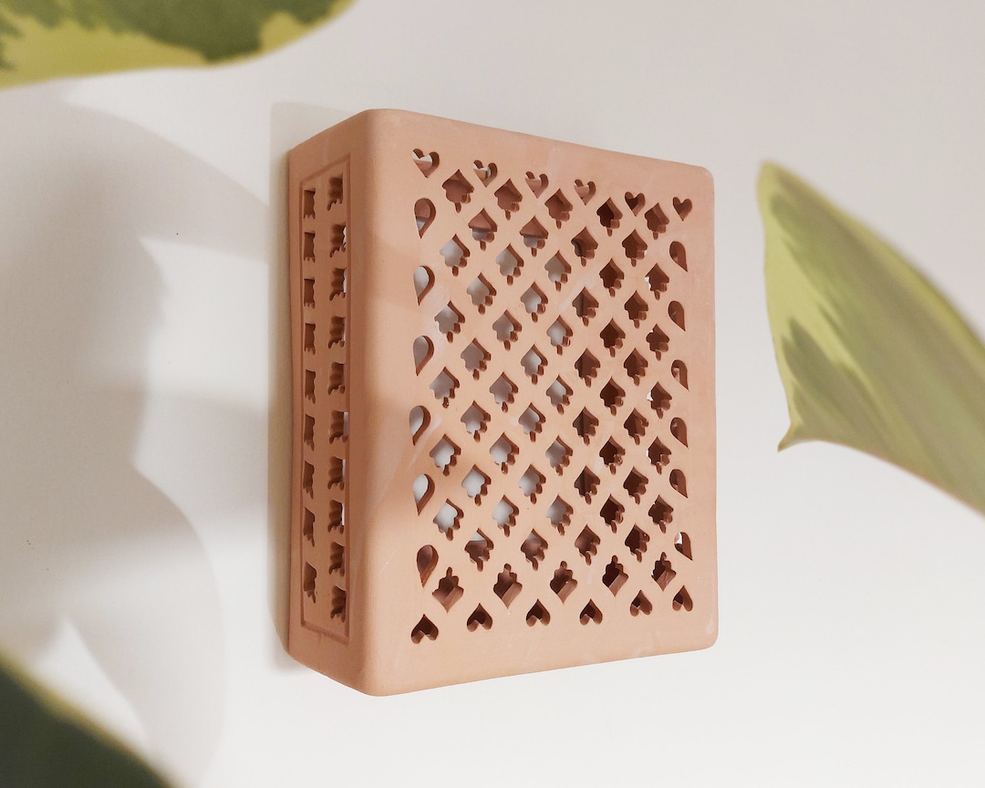 Square Terracotta Wall Light Cover, Moroccan Indoor or Outdoor Wall