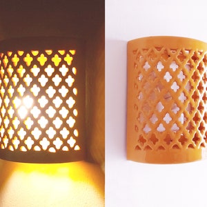 Cylinder Hand Painted Cover for Decorative Wall Light Fixture | Yellow Wall Sconce Cover | Half Cylinder Decorative Lighting Solution
