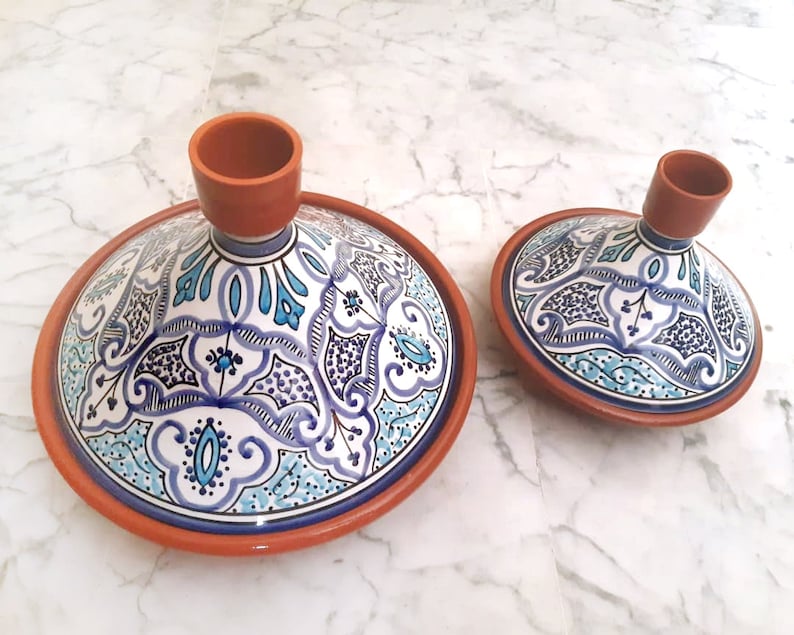 Hand Painted Large Tagine Pot Food Safe Blue and White Etsy