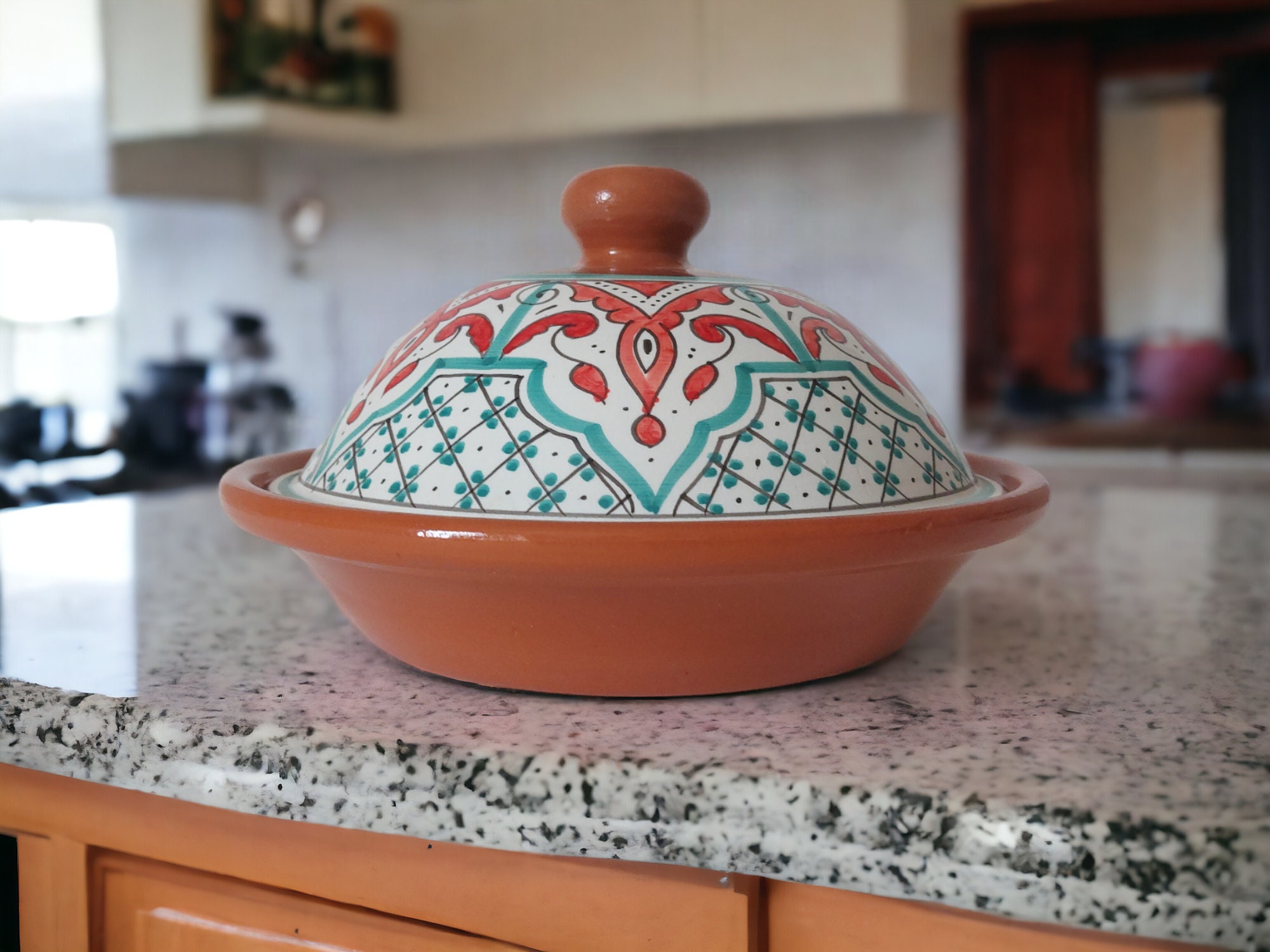 Tajine Marocain turquoise - D 31 cm traditionnel