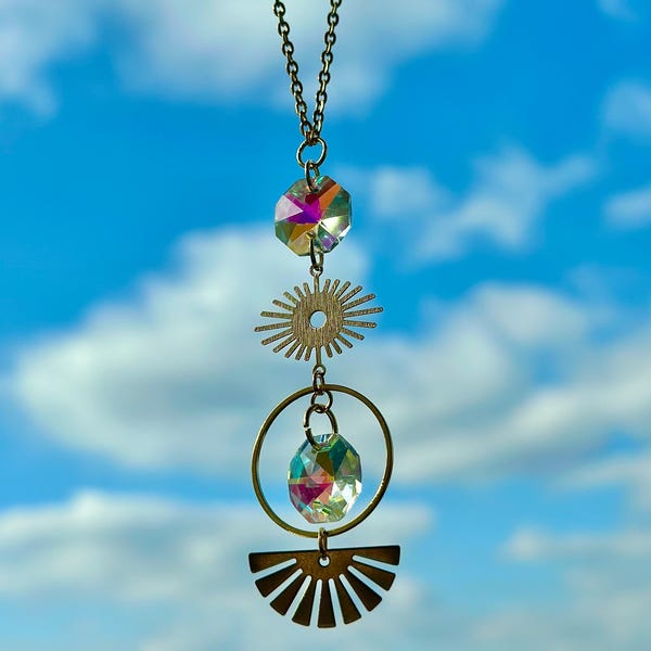 Acchiappasole per auto celeste • Ciondolo per specchietto retrovisore placcato oro