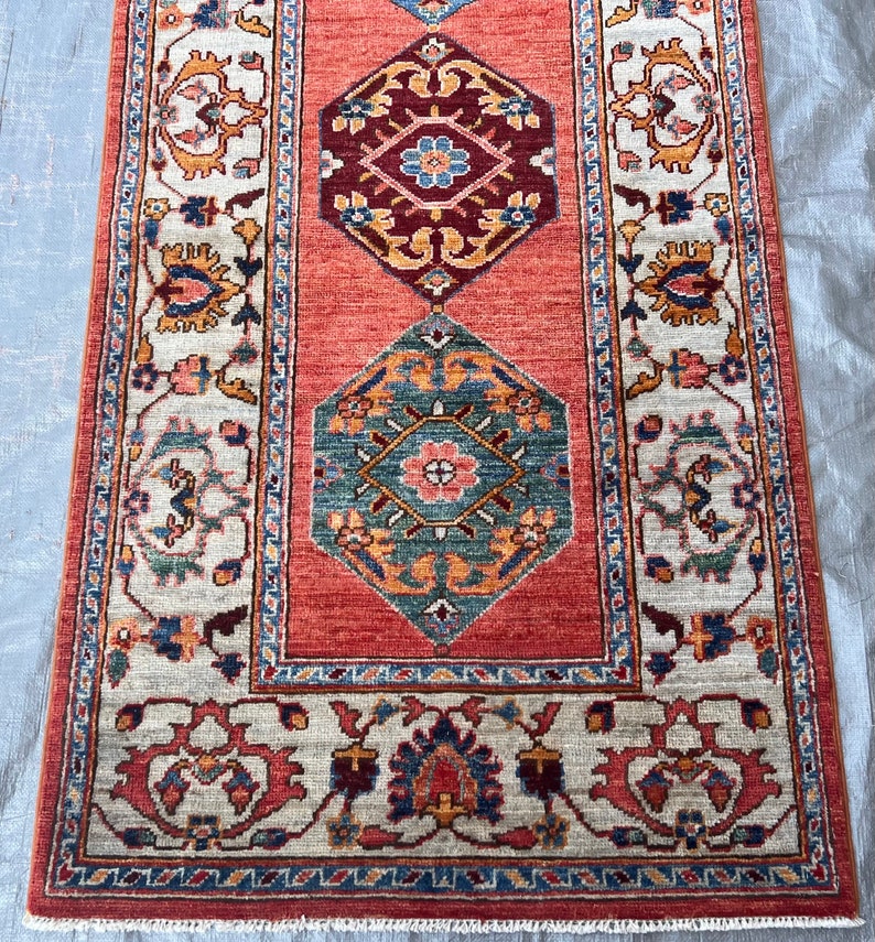 10 Ft Rust Tribal Runner Rug Red Vintage Afghan Qashqai Style Hand