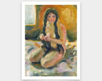 Edvard Munch,Seated Nude,art prints,Vintage art,canvas wall art,famous art prints,V5589