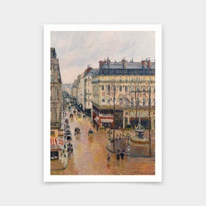 Camille Pissarro, Rue Saint-Honoré in de middag. Effect van regen 1897, kunst prints, Vintage kunst, canvas kunst aan de muur, beroemde kunst prints, q395