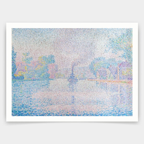 Paul Signac,L’Hirondelle Steamer on the Seine,art prints,Vintage art,canvas wall art,famous art prints,q1306