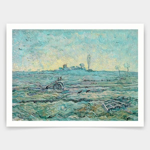 Vincent van Gogh,Snow-Covered Field with a Harrow,after Millet,art prints,Vintage art,canvas wall art,famous art prints,q1459