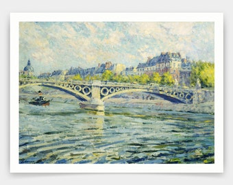 ヴィンテージ　絵画　セーヌ川 セーヌ川の景色を描いたオリジナルのヴィンテージ プリント。1992 年