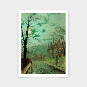 John Atkinson Grimshaw, een maanverlichte weg, kunst prints, Vintage kunst, canvas kunst aan de muur, beroemde kunst prints, V6200
