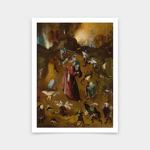 Hieronymus Bosch, La tentación de San Antonio, Lanschot, grabados de arte, arte vintage, arte de pared de lienzo, grabados de arte famosos, q505