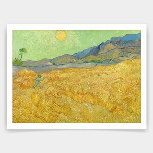 Vincent van Gogh,Wheatfield with a Reaper,art prints,Vintage art,canvas wall art,famous art prints,V5117