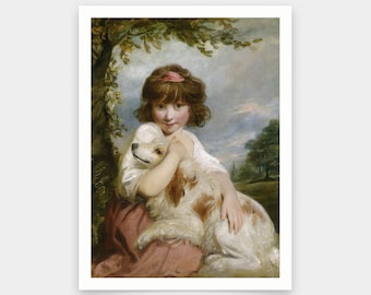 ジョシュア・レイノルズ作「少女と犬」（1780年）キャンバス