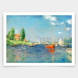 Claude Monet,Red Boats, Argenteuil,art prints,Vintage art,canvas wall art,famous art prints,q878