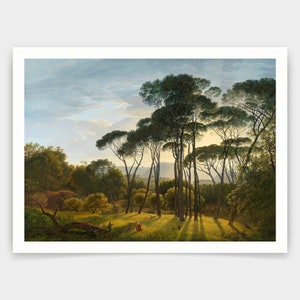 Hendrik Voogd,Italian Landscape with Umbrella Pines,art prints,Vintage art,canvas wall art,famous art prints,V4056