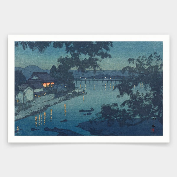 Yoshida Hiroshi,Abend am Chikugo Fluss in Hita,japanische Malerei,Kunstdrucke,Vintage Kunst,Leinwand Wandkunst,berühmte Kunstdrucke,V2168