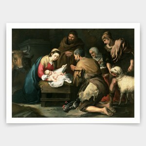 Bartolome Esteban Murillo,The Adoration of the Shepherds,art prints,Vintage art,canvas wall art,famous art prints,V3193