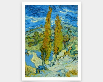 Vincent van Gogh,Two Poplars in the Alpilles near Saint-Rémy,art prints,Vintage art,canvas wall art,famous art prints,q689