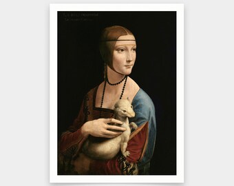 ダ・ヴィンチの「白貂を抱く女性」アートプリント：ファインアートの壁