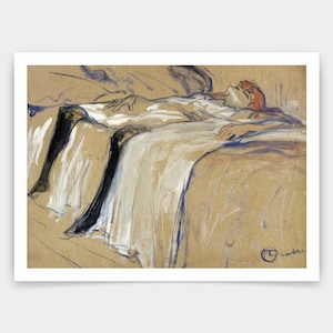 Henri de Toulouse Lautrec, Vrouw liggend op haar rug Tekening, kunst prints, Vintage kunst, canvas kunst aan de muur, beroemde kunst prints, V4062