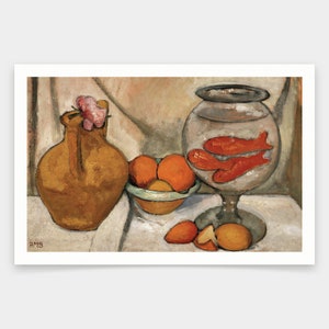 Paula Modersohn-Becker,Still life with Fish Bowl,art prints,Vintage art,canvas wall art,famous art prints,V1943