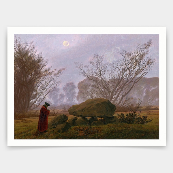 Caspar David Friedrich,A Walk at Dusk,art prints,Vintage art,canvas wall art,famous art prints,V3303