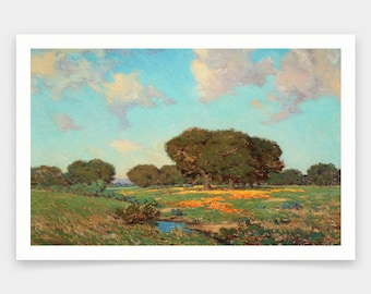 Granville Redmond,California Poppies and Oaks,art prints,Vintage art,canvas wall art,famous art prints,V1444