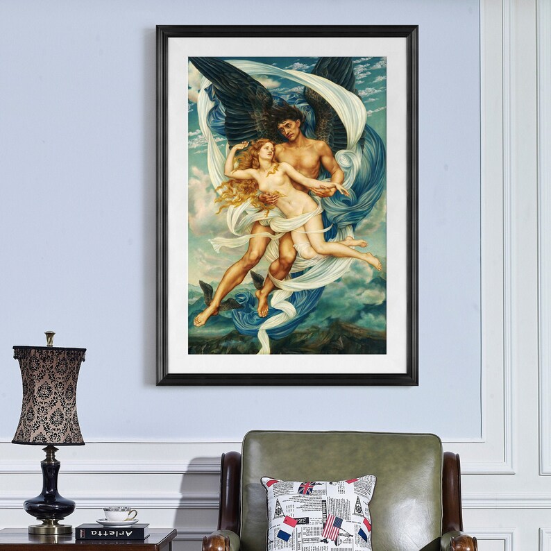 Evelyn De Morgan,Boreas and Oreithyia,Framed Prints,wall art prints,Hanging Canvas print,large wall art oversized,2209