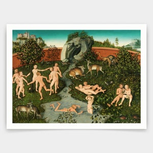 Lucas Cranach,The Golden Age, 1530,art prints,Vintage art,canvas wall art,famous art prints,V4576