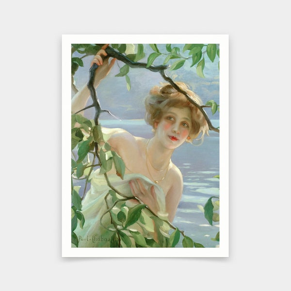 Paul Emile Chabas,Bather,A girl bathing by the river,art prints,Vintage art,canvas wall art,famous art prints,V6540